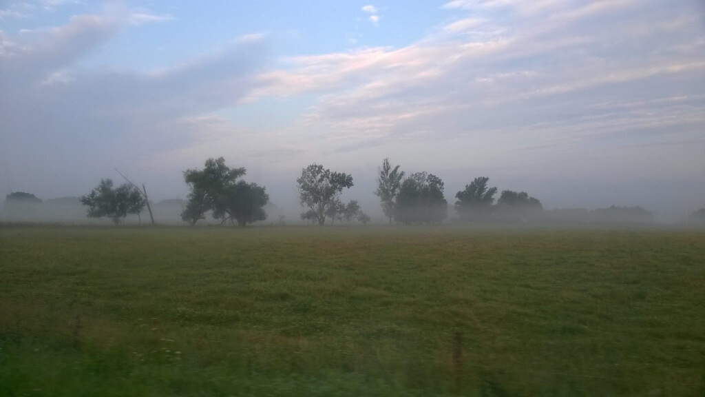 Ködös reggel Esztergom térségében 2016. augusztus 6-án, pénteken reggel